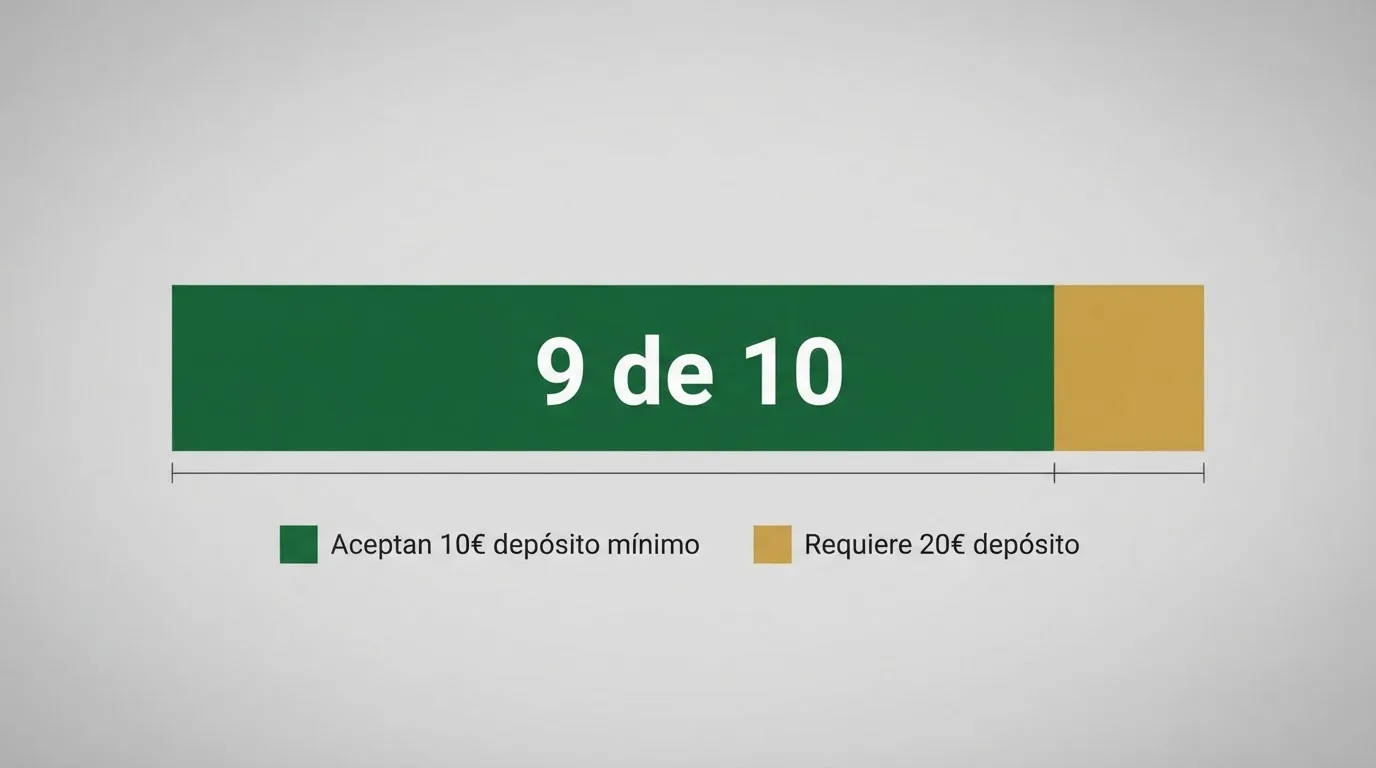 Una tabla comparativa con las fichas de varios casinos online, destacando las columnas de depósito mínimo, bono y requisito de apuesta