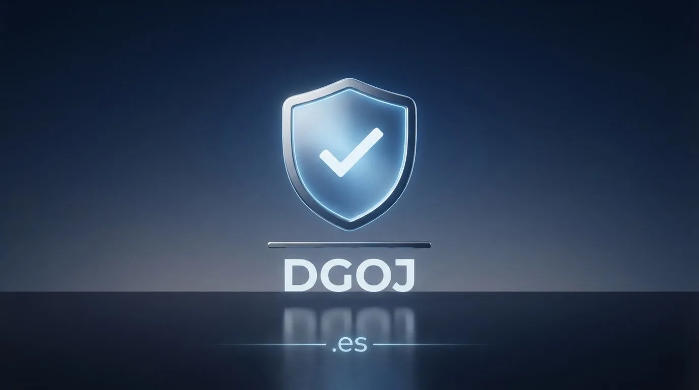 Captura parcial del registro oficial de licencias de la DGOJ con el dominio .es y el sello de la Dirección General de Ordenación del Juego visibles en una pantalla de ordenador