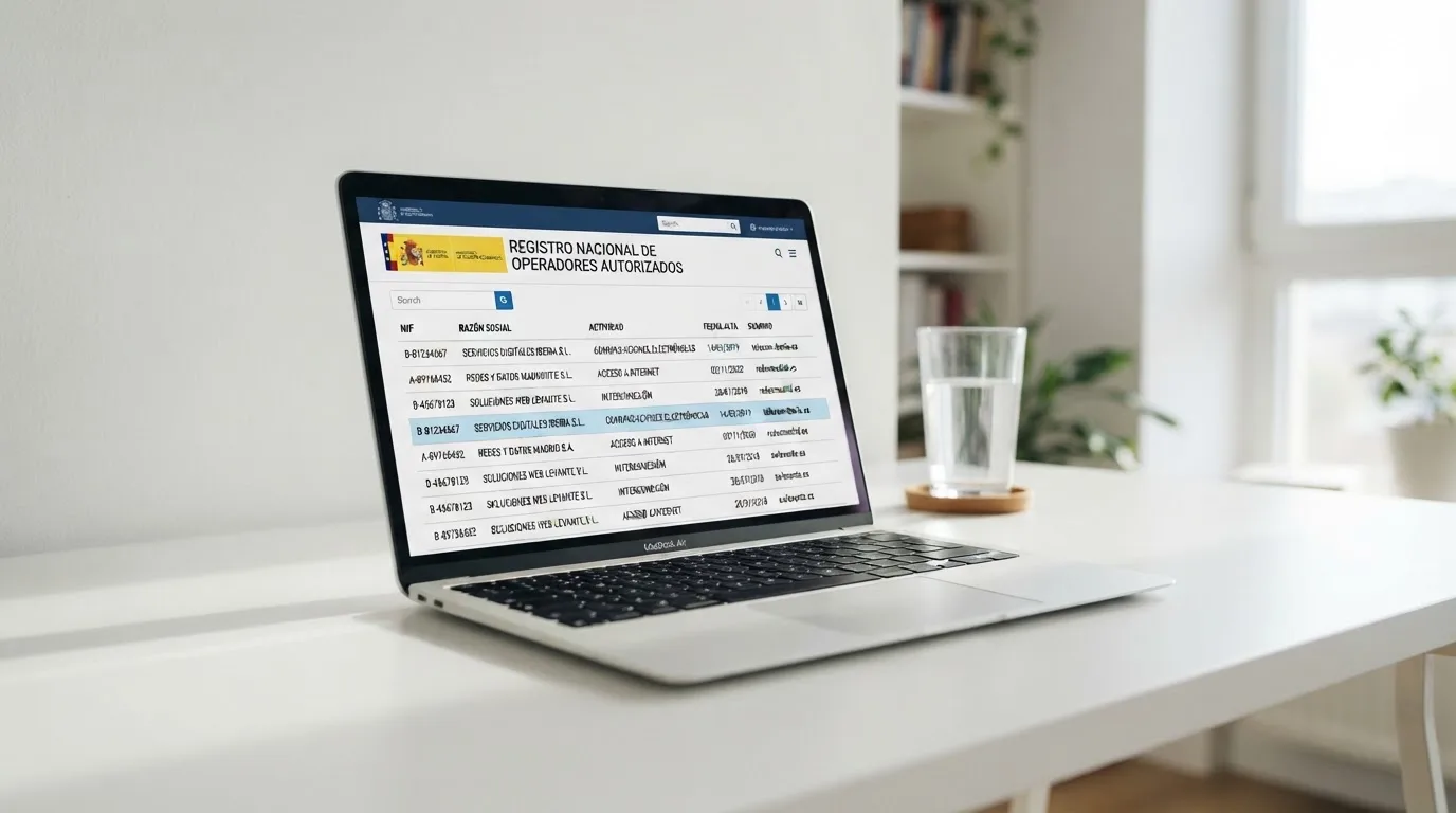 Pantalla del registro público de la DGOJ con el listado de operadores autorizados y el escudo institucional