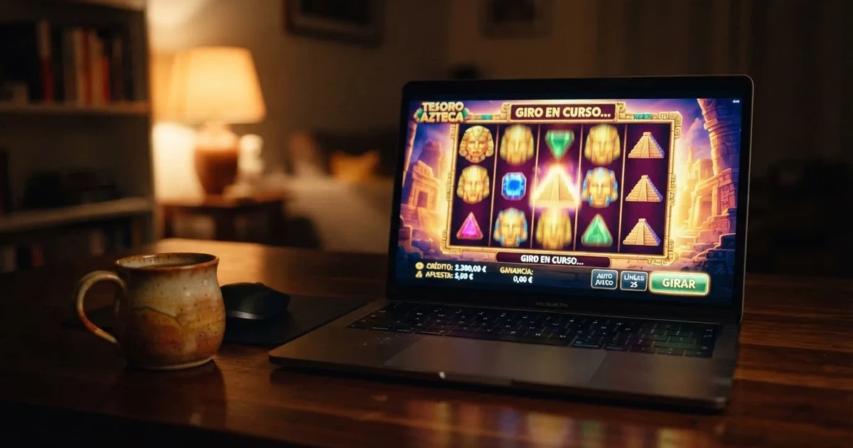 Pantalla de un casino online español mostrando una promoción de giros gratis sin depósito junto a una tragaperras