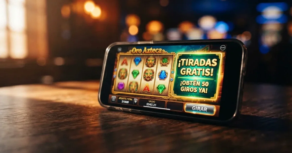 Pantalla de un casino online español mostrando una promoción de tiradas gratis activa junto a una tragaperras