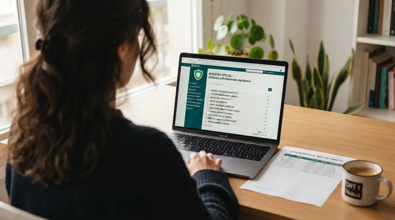 Proceso de verificación de un operador de casino online contrastando su licencia en el registro oficial de la DGOJ